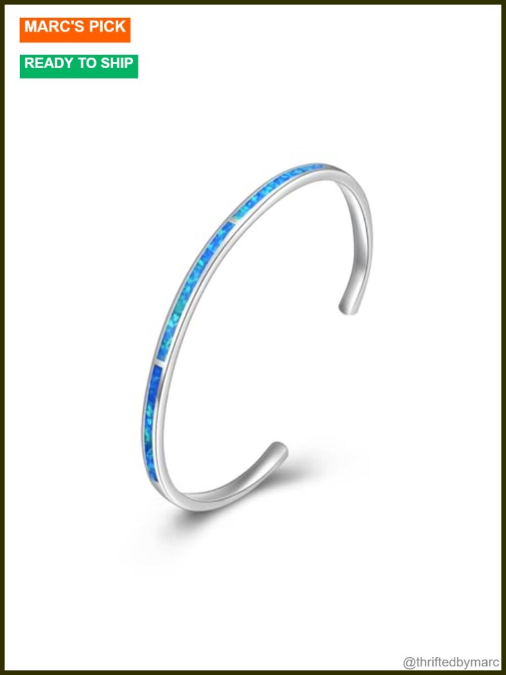 Sterling Silver Opal Cuff Bangle Bracelet for Women Adjustable Gift